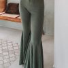 Green High Waist Fit And Flare Pants