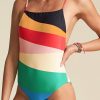 Bold And Bright Multicolor Color Block Backless One-Piece Swimsuit