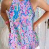 Blue Multicolor Floral Print Sleeveless Tank Top