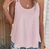 Pink Eyelet Strappy Scoop-Neck Tank Top