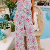 Sky Blue Floral Print Knotted High Waist Sleeveless Jumpsuit