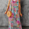 Multicolor Vibrant Summer Floral Print Spaghetti Strap Jumpsuit