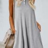 Gray Button Collared Sleeveless Polo Dress