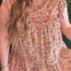 Multicolor Plus Size Boho Floral Print Ruffle Tiered Top