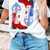 White American Flag Boots Pattern Sequin Graphic Tee