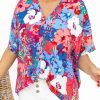 Sky Blue V Neck Dolman Sleeve Plus Size Floral Blouse