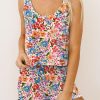 Multicolor Floral Print Tank And Shorts Lounge Set