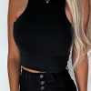 Seductive Black Crew Neck Cropped Tank Top For Women