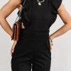 Black Cut Out Ruffle Sleeve High Waist Jumpsuit