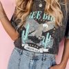 Black Western Landscape Free Bird America Graphic Tee