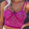 Rose Rhinestone Double Spaghetti Strap Crop Top