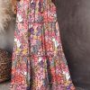 Multicolor Boho Floral Print High Waist Maxi Skirt