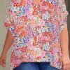 Multicolor Floral V Neck Half Sleeve Plus Size Blouse