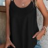 Black Eyelet Strappy Scoop-Neck Tank Top