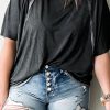 Black Expose Seam Raglan Sleeve Plus Size T Shirt