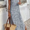 Gray Leopard Print Sleeveless Maxi Dress