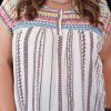 Multicolor Plus Size Boho Floral Striped Print Blouse