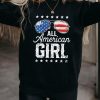 Black All American Girl Flag Graphic Print Long Sleeve Sweatshirt