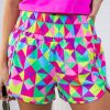 Multicolor Geometric High Waisted Athletic Shorts