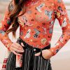 Orange Rodeo Bound Printed Long Sleeve Bodysuit - Western Style