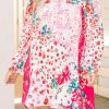 Rose Floral Long Sleeve Plus Size Shift Dress