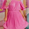 Rose Ruffled Off Shoulder High Waist Plus Size Mini Dress