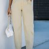 Khaki Solid High Waist Casual Pants - Stylish And Comfortable