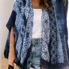 Blue Tie Dye Short Sleeves Tassels Kimono