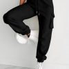 Black Drawstring Jogger Pants With Cargo Pockets