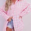 Pink Mix Checked Patchwork Long Sleeve Shirt