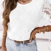 White Crochet Lace Short Sleeve Blouse