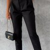 Black Button High Waist Tapered Pants