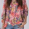 Multicolor Boho Floral Long Sleeve V-Neck Blouse