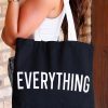 Black EVERYTHING Letter Print Large Tote Bag 42*8*37cm