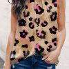 Leopard Frilled Collar Printed Tank Top