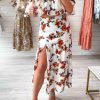 White Floral Print Off-shoulder Crop Top And Maxi Skirt Set