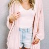 Pink Sheer Lightweight Knit Long Sleeve Cardigan