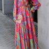 Multicolor Wild Lotus Ruffle Tiered Maxi Dress