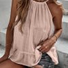 Pink Lightweight Ruffle Hem Halter Tank Top