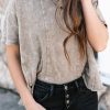 Gray Vintage Mineral Wash Splicing T-shirt - Soft And Versatile