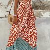 Orange Boho Geometric Print Sleeveless Maxi Dress