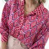 Women's Rose Abstract Print Button Up Long Sleeve Shirt