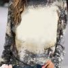 Multicolor Vintage Bleached Tie Dye Long Sleeve Top