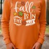 Orange Fall Is In The Air Printed Pullover Long Sleeve Top