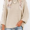 Apricot Exposed Seam Ribbed Knit Dolman Sweater