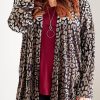 Leopard Print Open Front Plus Size Cardigan