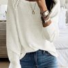 White Long Sleeve Cutout Shoulder Relaxed Sweater