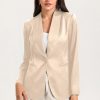 Apricot Collared Neck Single Breasted Blazer With Pockets