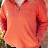 Women's Orange O-ring Zipper Pocketed Plus Size Sweatshirt