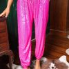 Rose Tie High Waist Sequin Jogger Pants